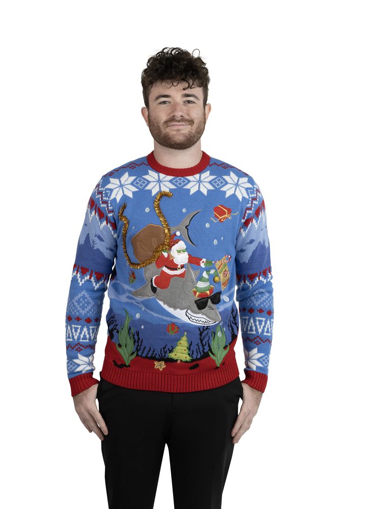 Jollidays Men's Santa's Shark Ugly Christmas Sweater - Jollidays