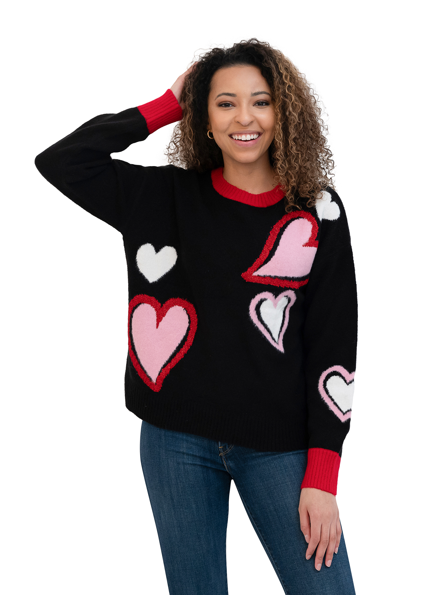 Fuzzy Heart Pullover Sweater - Jollidays