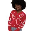 Button Front Chenille Heart Cardigan