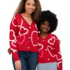 Button Front Chenille Heart Cardigan - Image 5