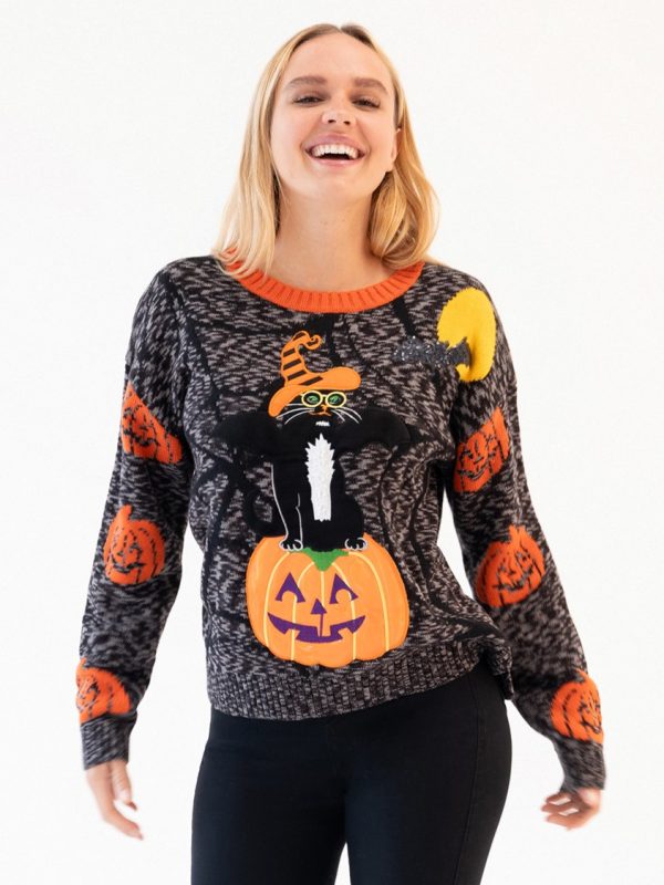 Pumpkin Cat Sweater for Women