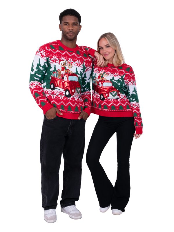 Rudolph & Clarice Tree Delivery Family Sweater for Women