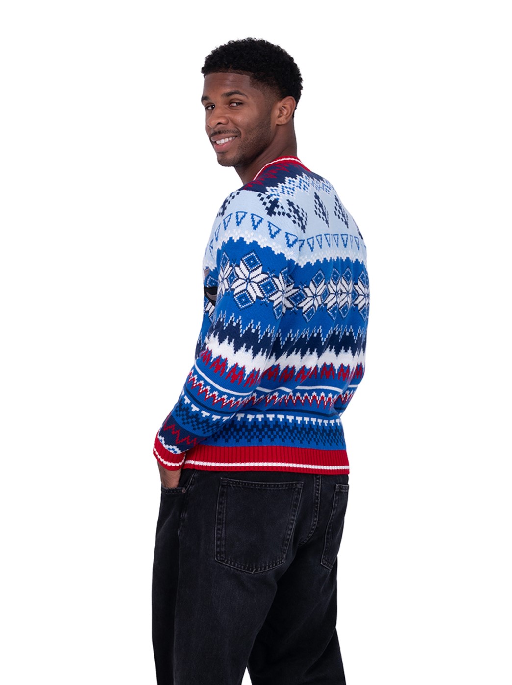 Seasons Greeting Cow Pullover Sweater with Drink Pocket - Image 4