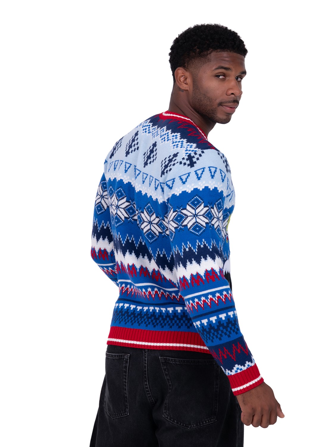 Seasons Greeting Cow Pullover Sweater with Drink Pocket - Image 3