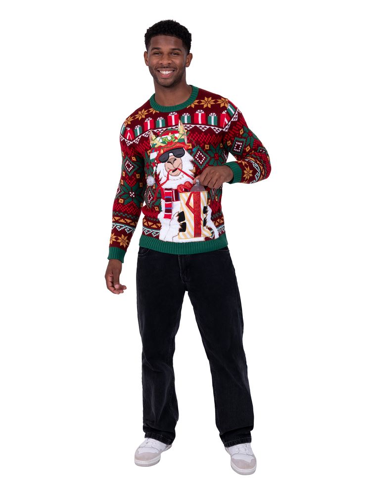 Llama Giftwrap Pullover Sweater with Drink Pocket - Image 5