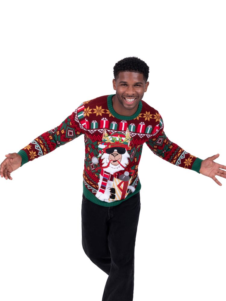 Llama Giftwrap Pullover Sweater with Drink Pocket - Image 4