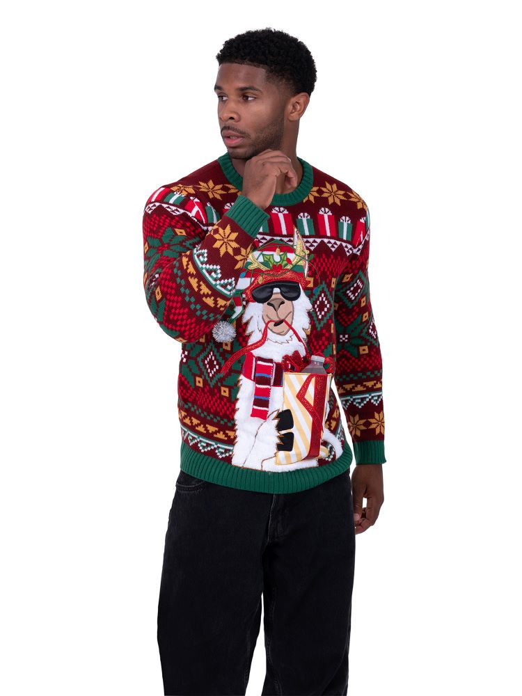 Llama Giftwrap Pullover Sweater with Drink Pocket - Image 3