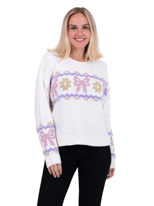 Bows Long Sleeve Crewneck Sweater