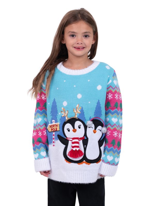North Pole Penguins Crewneck Long Sleeve Sweater