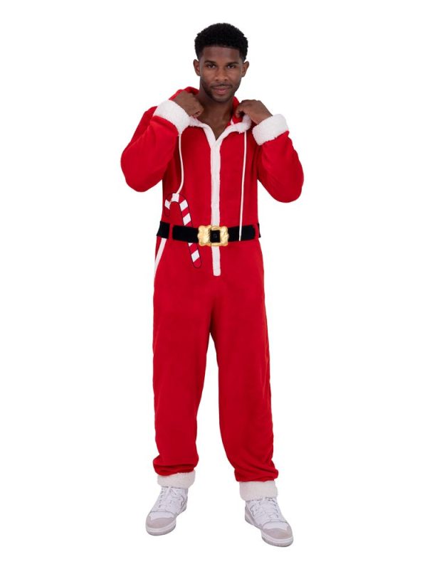 Candy Cane Claus Christmas Romphim with Hood
