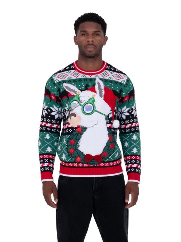 Wreath Llama Ugly Christmas Sweater
