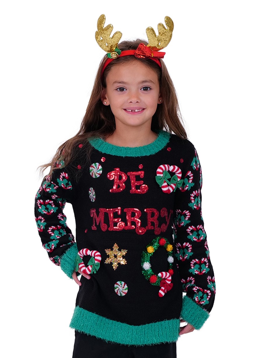Be Merry Long Sleeve Crewneck Christmas Sweater - Image 4