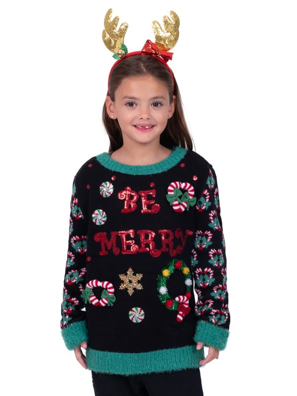 Be Merry Long Sleeve Crewneck Christmas Sweater