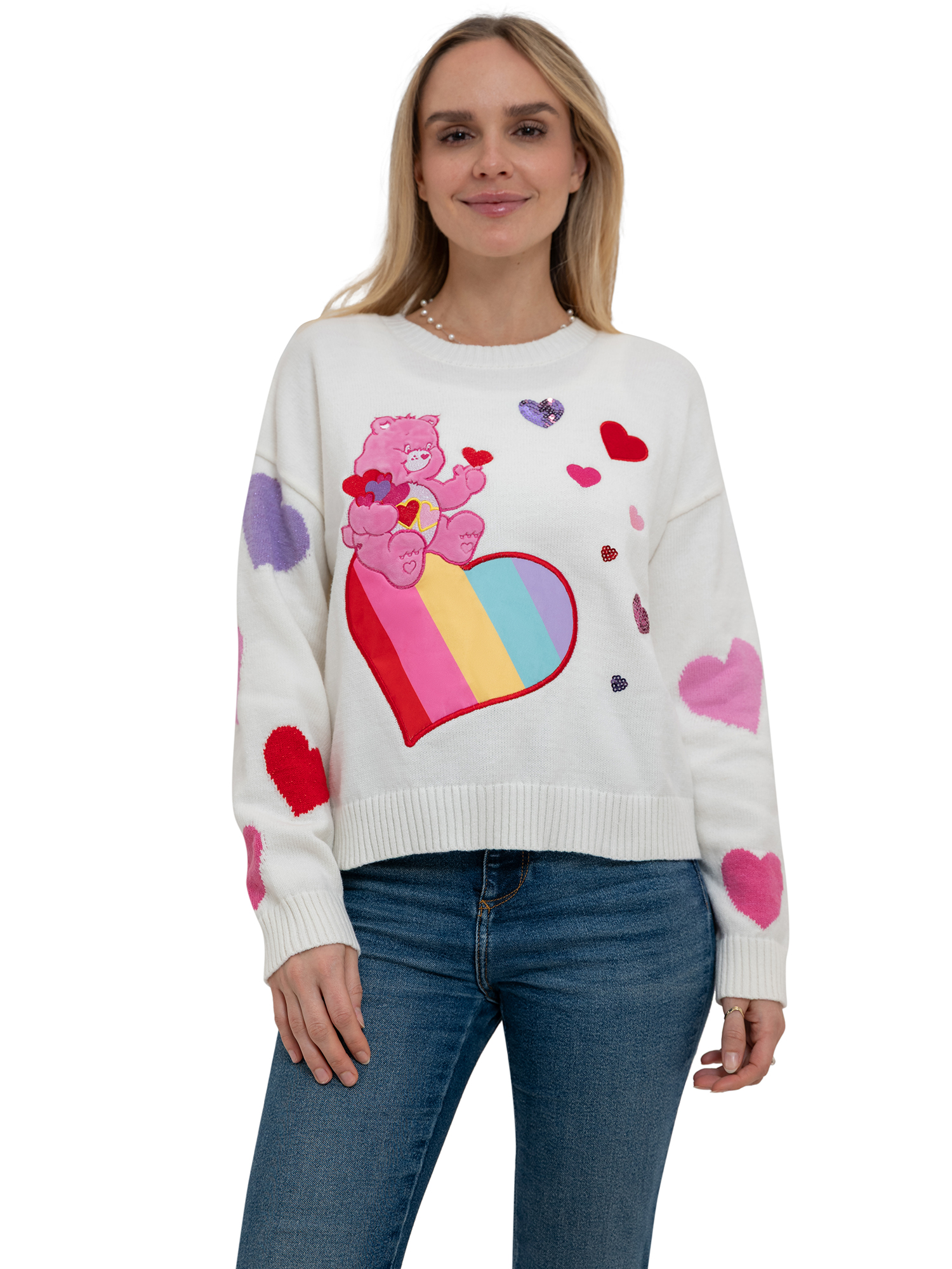 Care Bears All Over Hearts Crewneck Pullover Sweaters