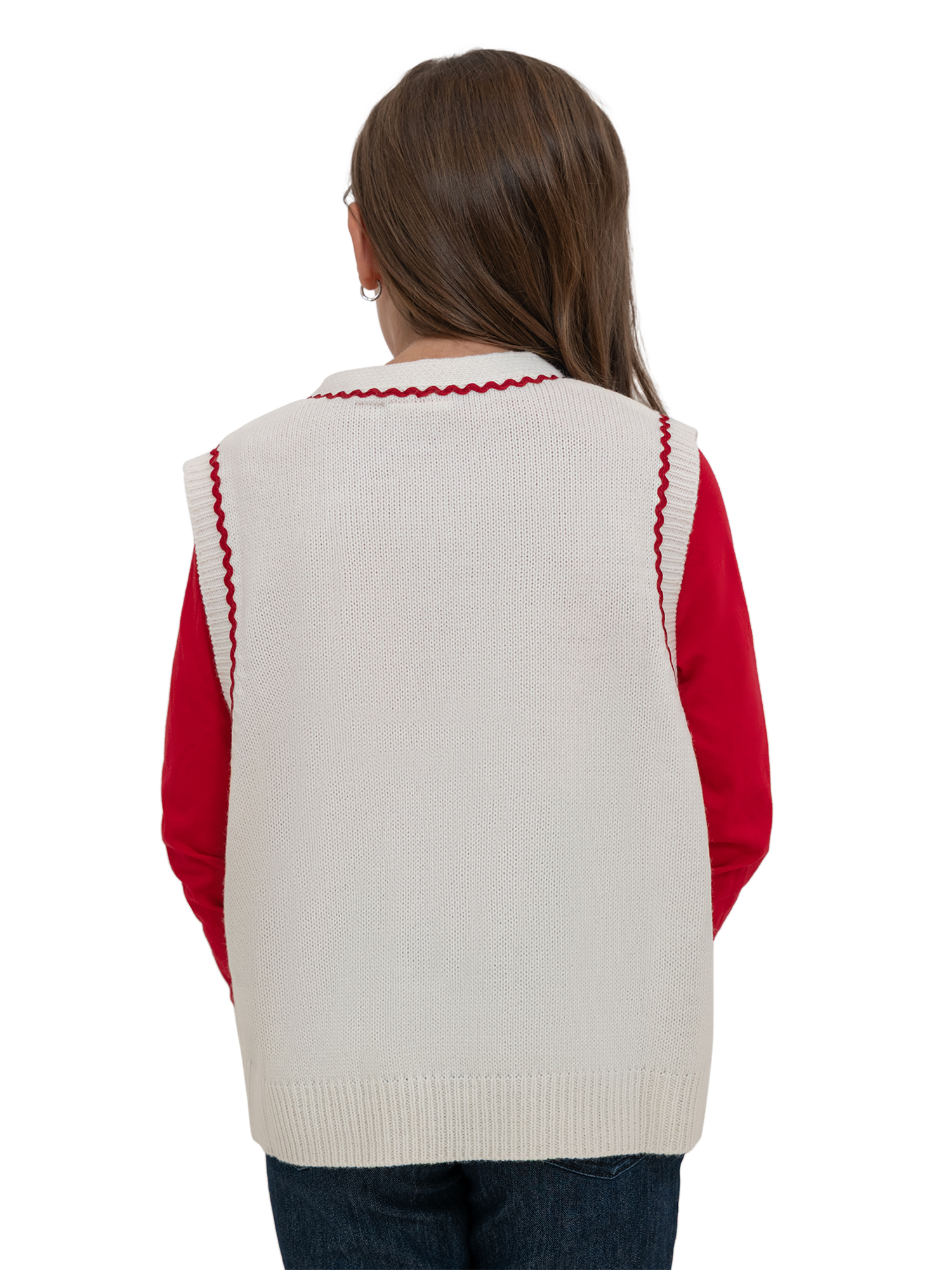 Strawberry Shortcake Tie Front V-Neck Sweater Vest - Image 2