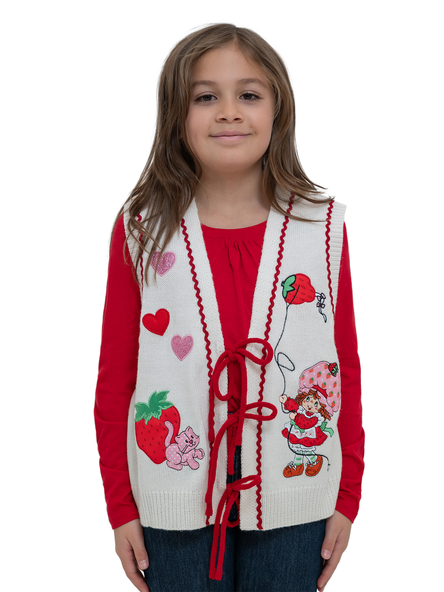 Strawberry Shortcake Tie Front V-Neck Sweater Vest - Image 4