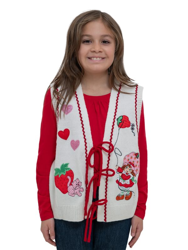 Strawberry Shortcake Tie Front V-Neck Sweater Vest