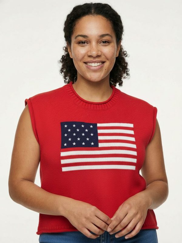 American Flag Sweater Vest for Women