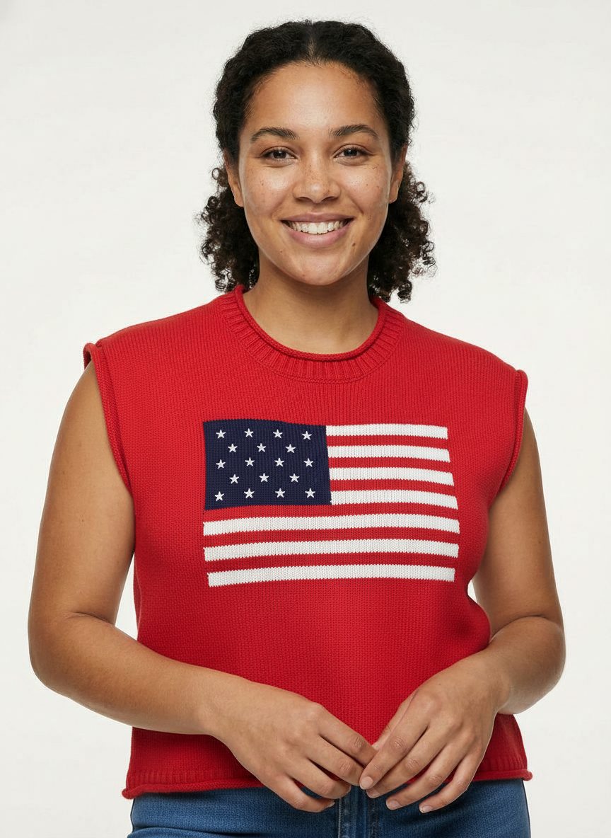American Flag Sweater Vest for Women