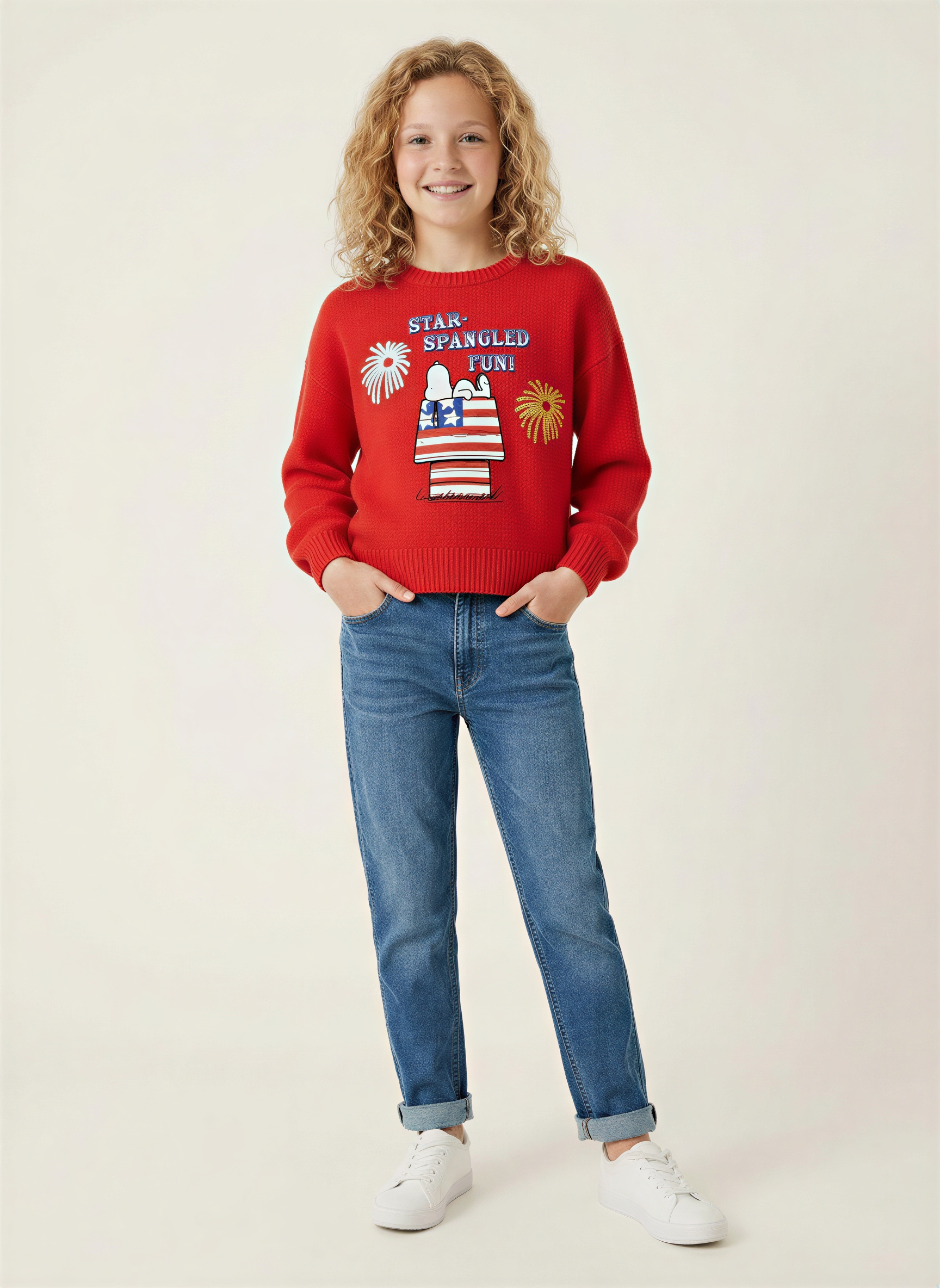 Peanuts Snoopy Star-Spangled Fun Sweater for Girls