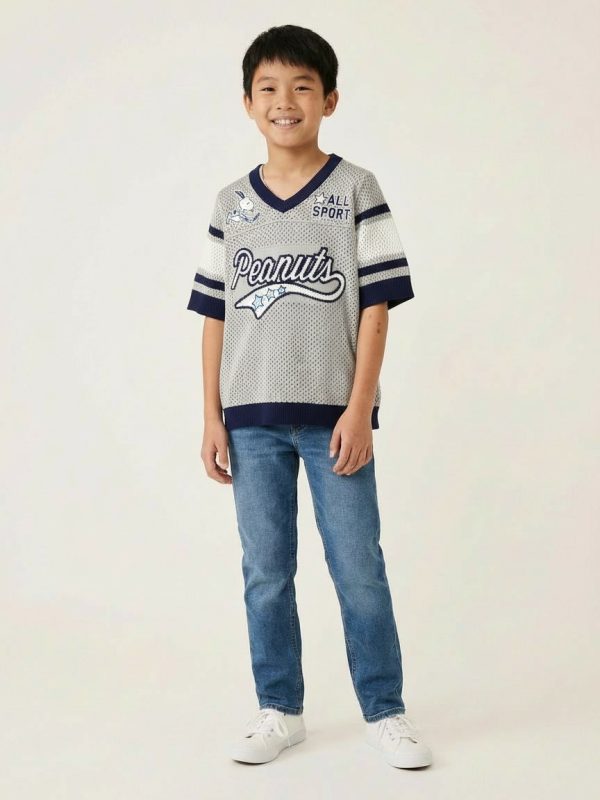 Peanuts Short Sleeve Snoopy Batter Up Football Jersey - Inspired Sweater for Boys