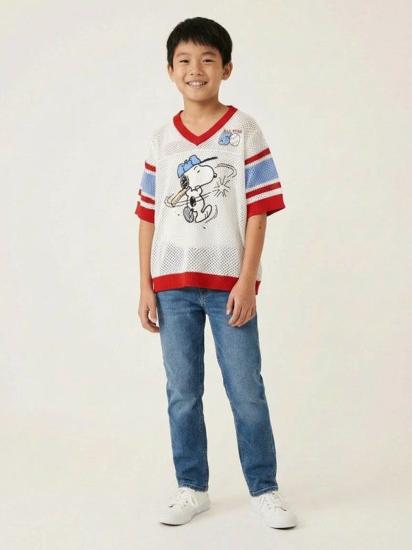 Peanuts Short Sleeve Snoopy All American Football Jersey - Inspired Sweater for Boys