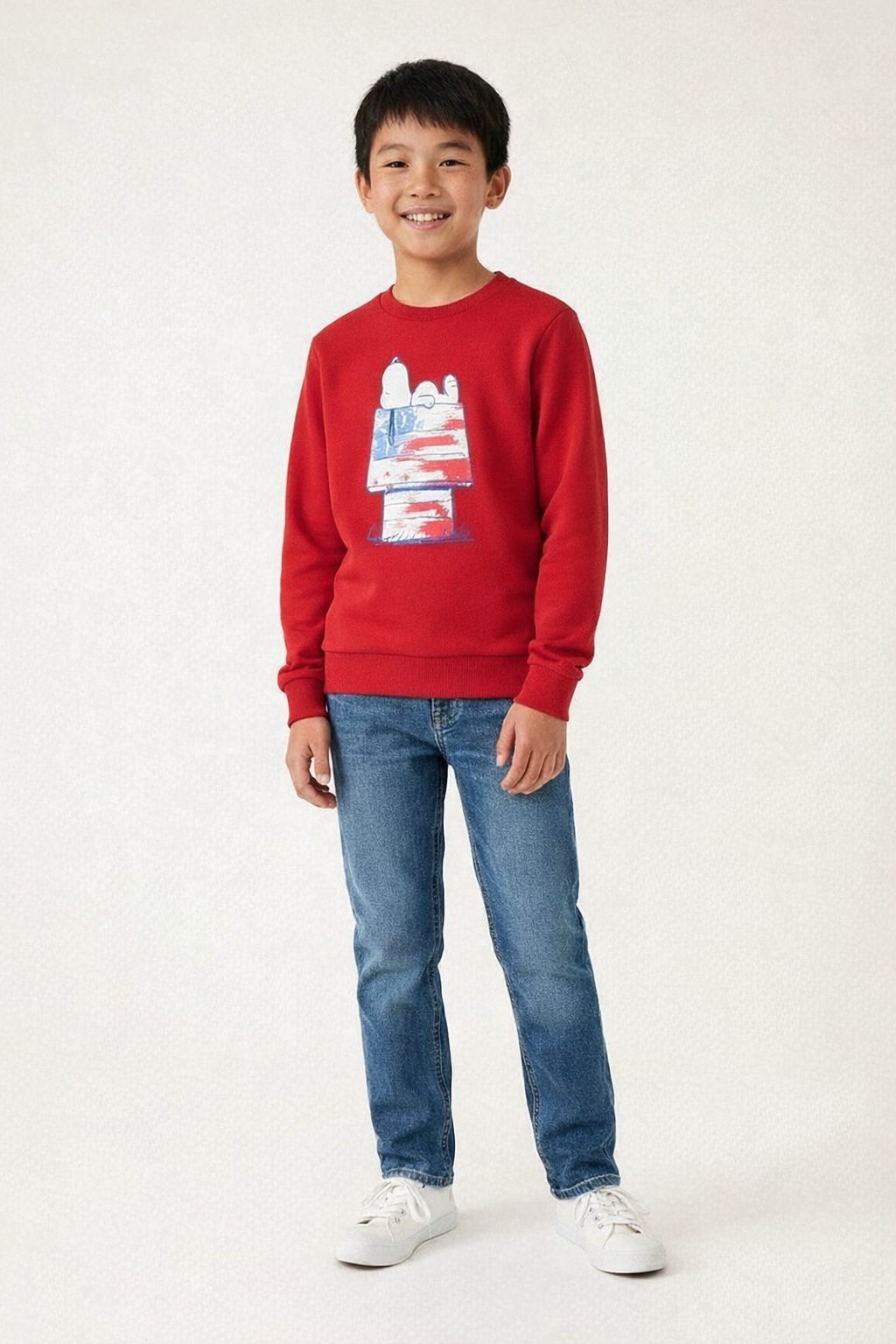 Peanuts Unisex Snoopy Doghouse Flag Sweatshirt for Kids