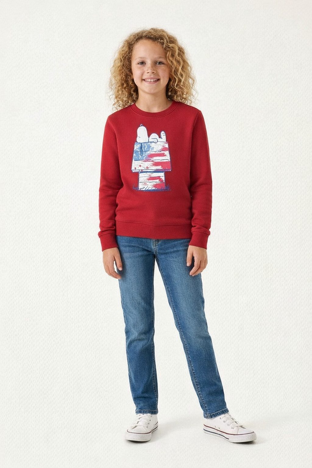 Peanuts Unisex Snoopy Doghouse Flag Sweatshirt for Kids - Image 4